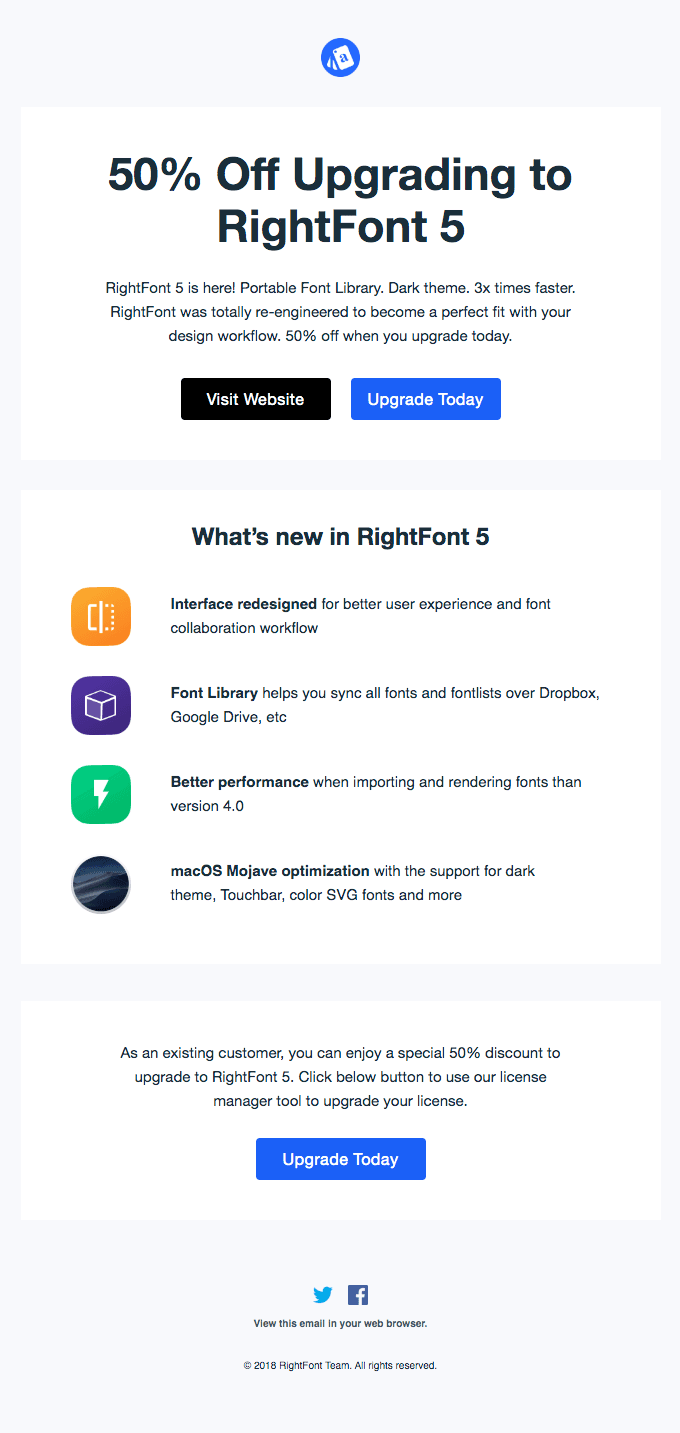 50% Off Upgrading to RightFont 5