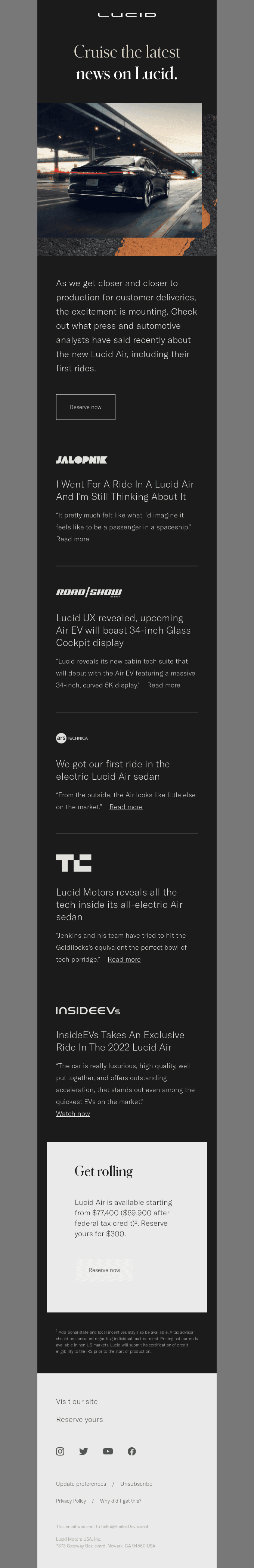 Cruise the latest news on Lucid.