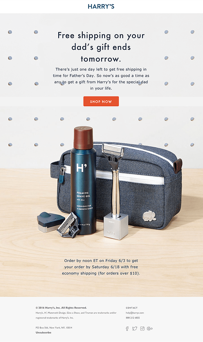 Free shipping for dad ends soon