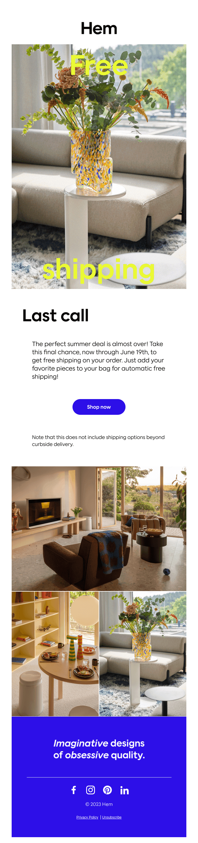 Last call for free shipping!