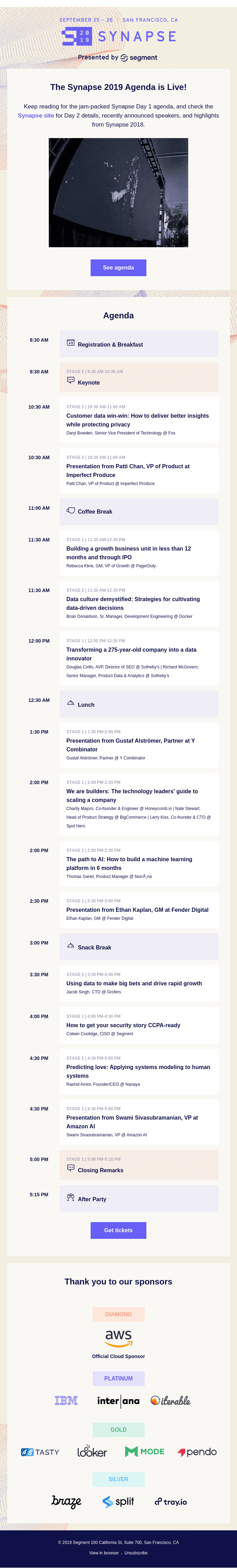 The Synapse 2019 Agenda is here!