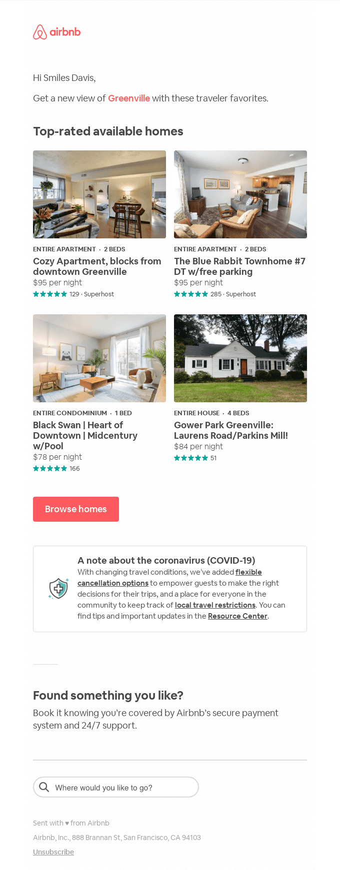 To do: Book a home in Greenville