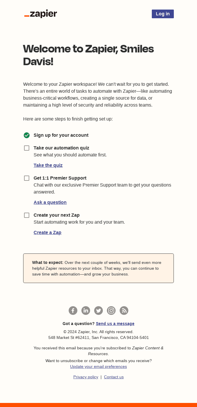 Welcome to Zapier!