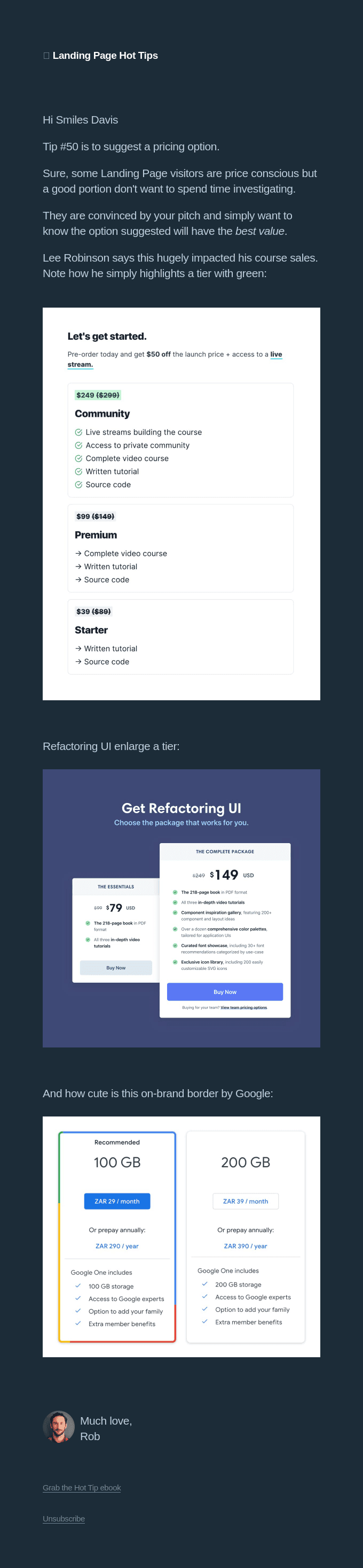🔥 Landing Page Hot Tip #50 - Suggest a pricing option