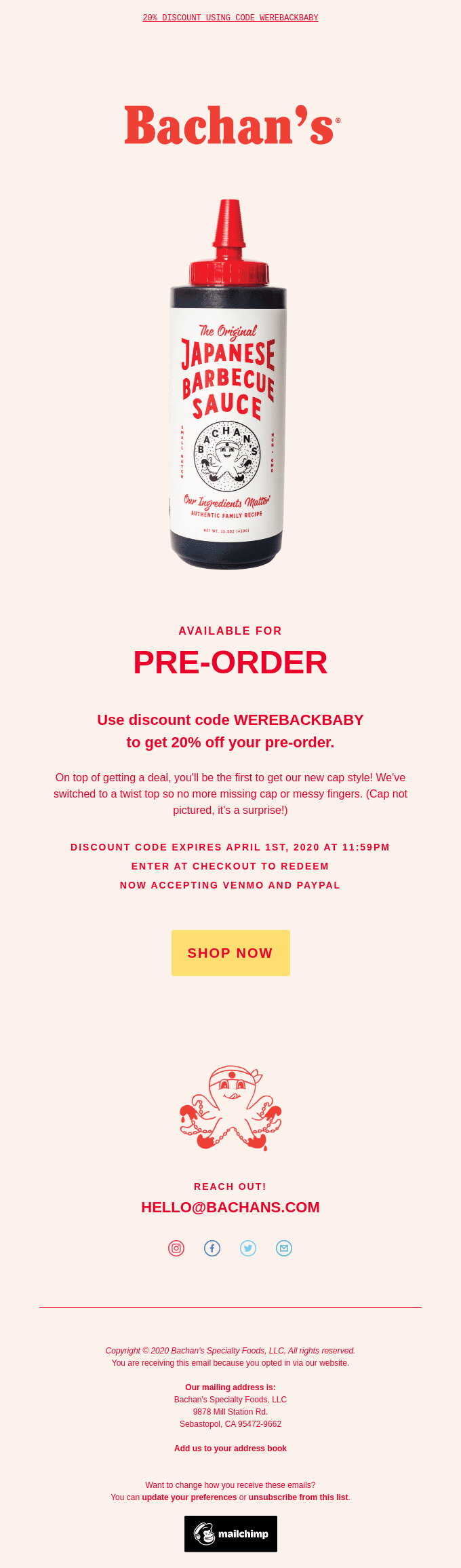 20% off all Pre-Orders! We're Back Baby!