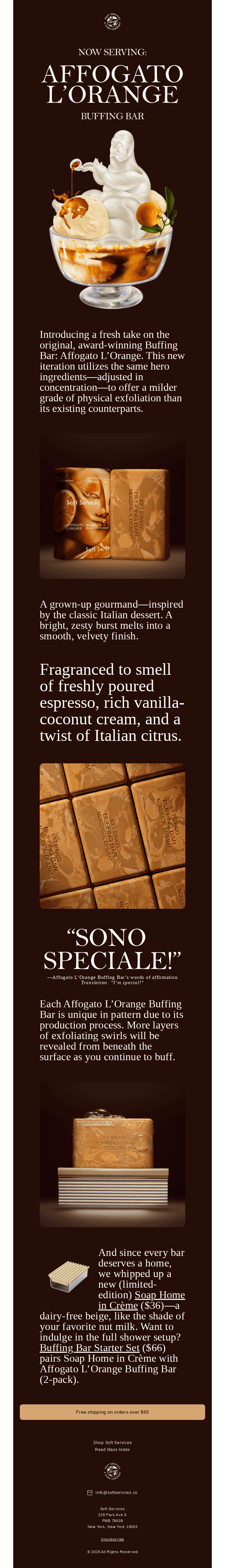 Now serving: Affogato L’Orange Buffing Bar
