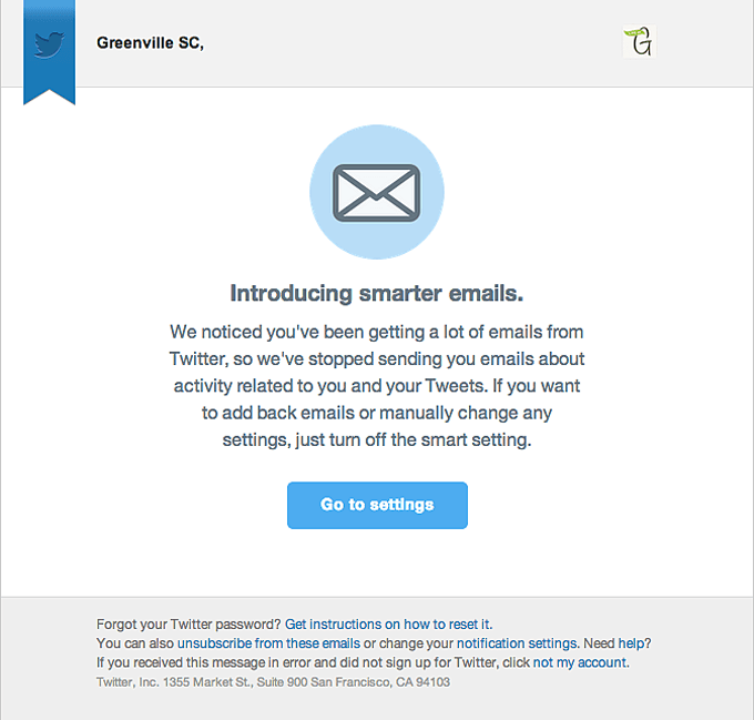 Announcement Email Design from Twitter