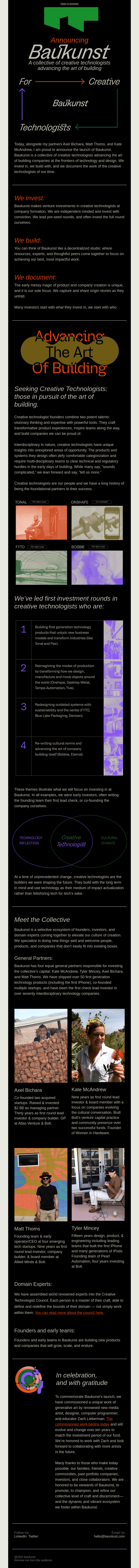 Announcing Baukunst: a collective of creative technologists