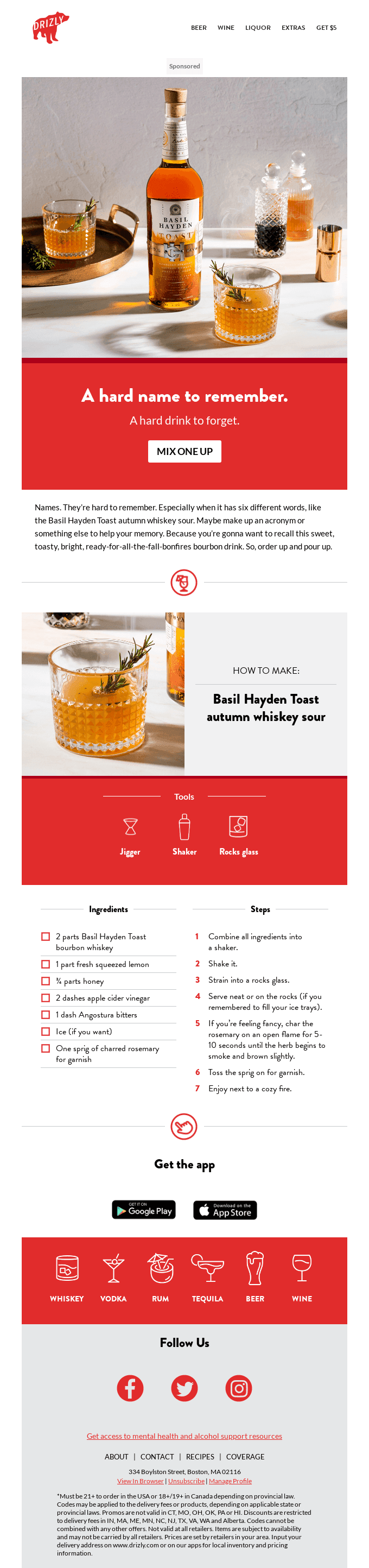 Basil Hayden Toast autumn whiskey sour.