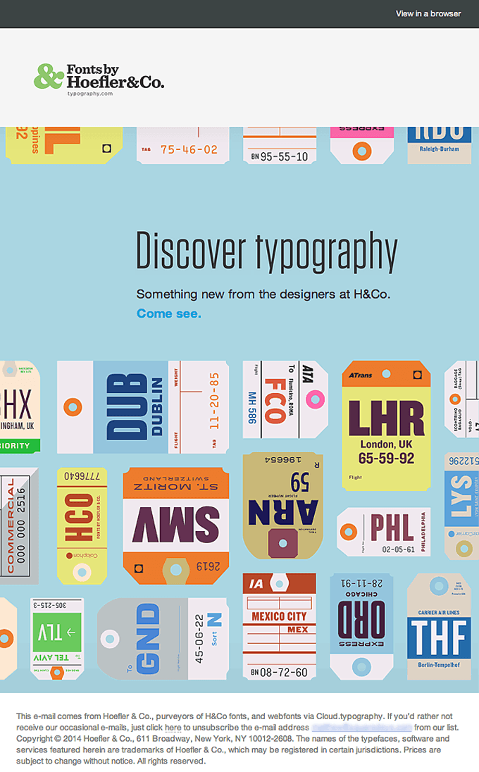 Beautiful Product Update Email Design from Hoefler and Co.