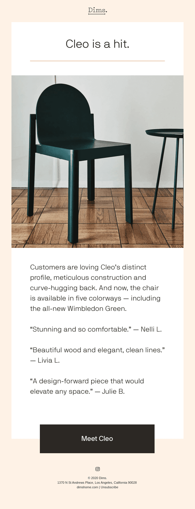 “Beautiful wood and elegant, clean lines.”