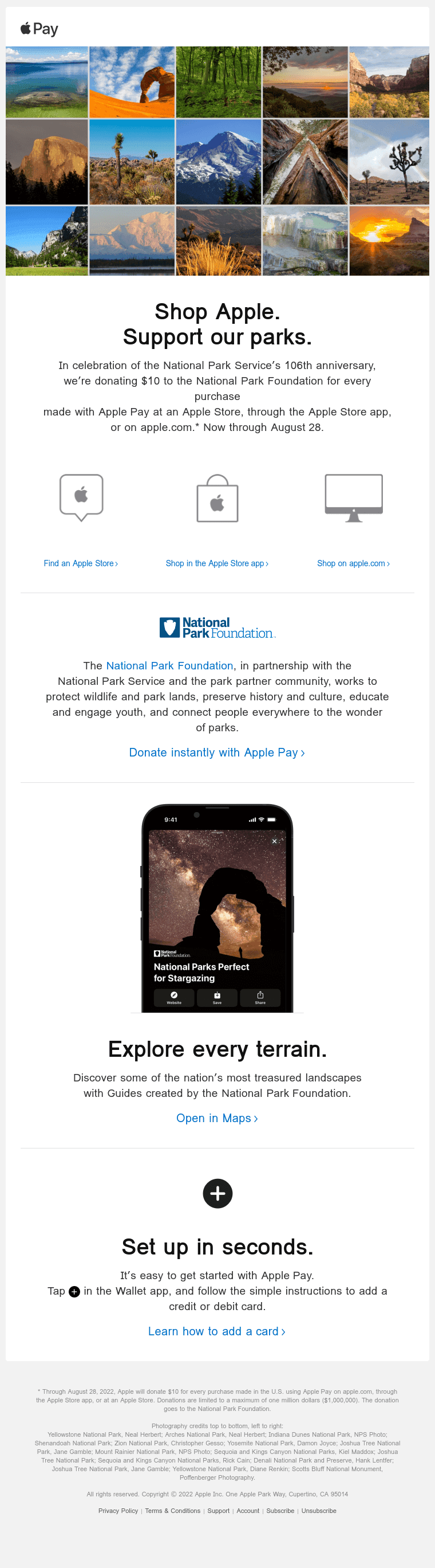 Celebrate our national parks. With Apple Pay.
