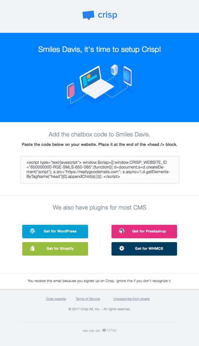 Chatbox code for Really Good Emails