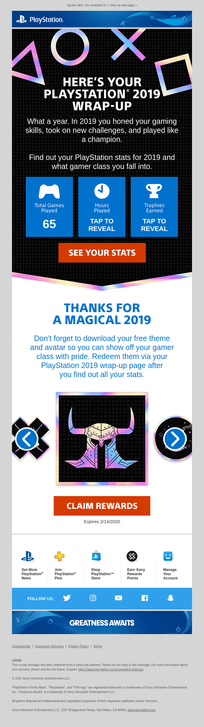 Check out your PlayStation highlights for 2019, SmilesDavis 🎉