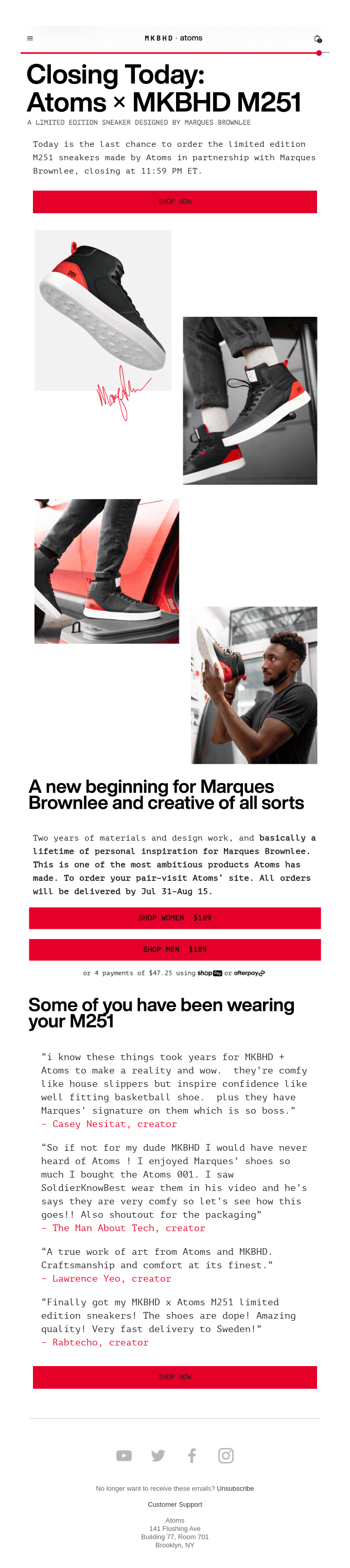 Closing Today: Atoms × MKBHD Sneaker