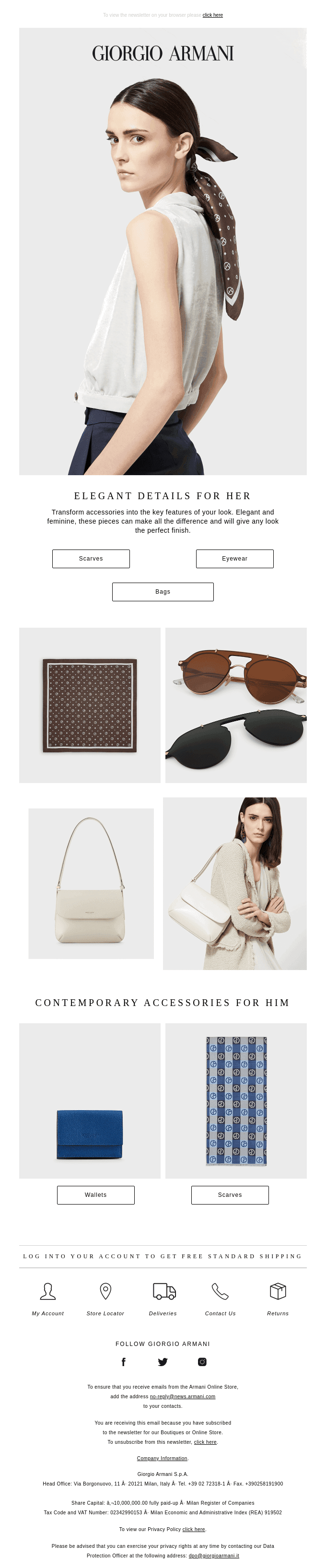 Complete your look with accessories by Giorgio Armani