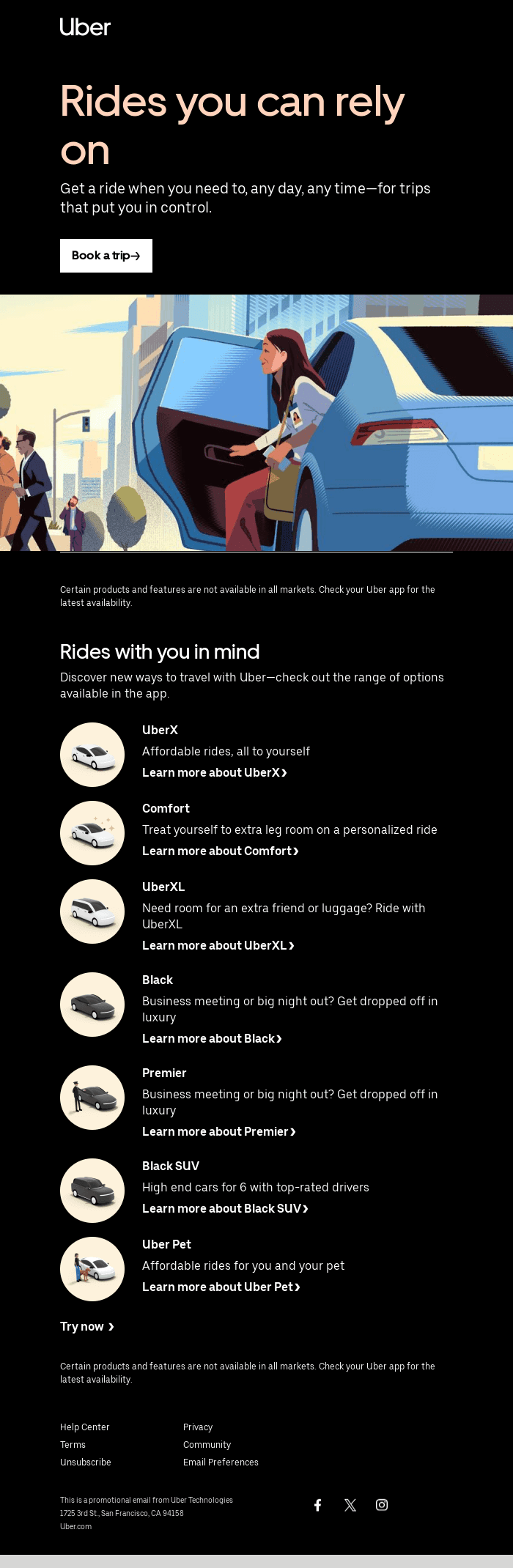Count on Uber for a reliable journey