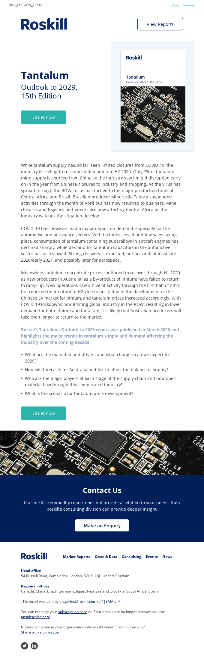 COVID-19 weighs on tantalum industry