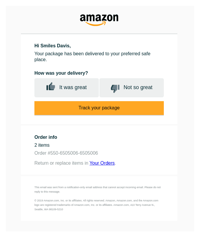 Delivered: Your Amazon.com order #550-6505006-6505006
