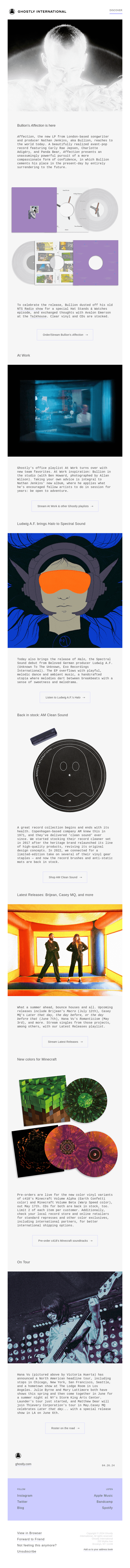 Discover Ghostly 4.26.24: Affection & more