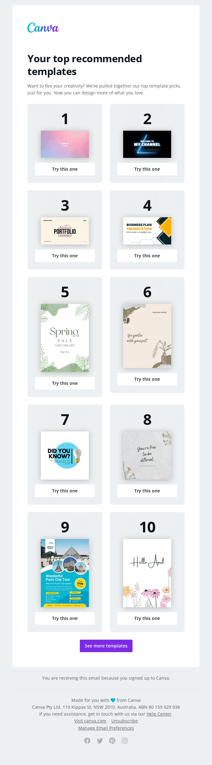 Discover your top recommended templates