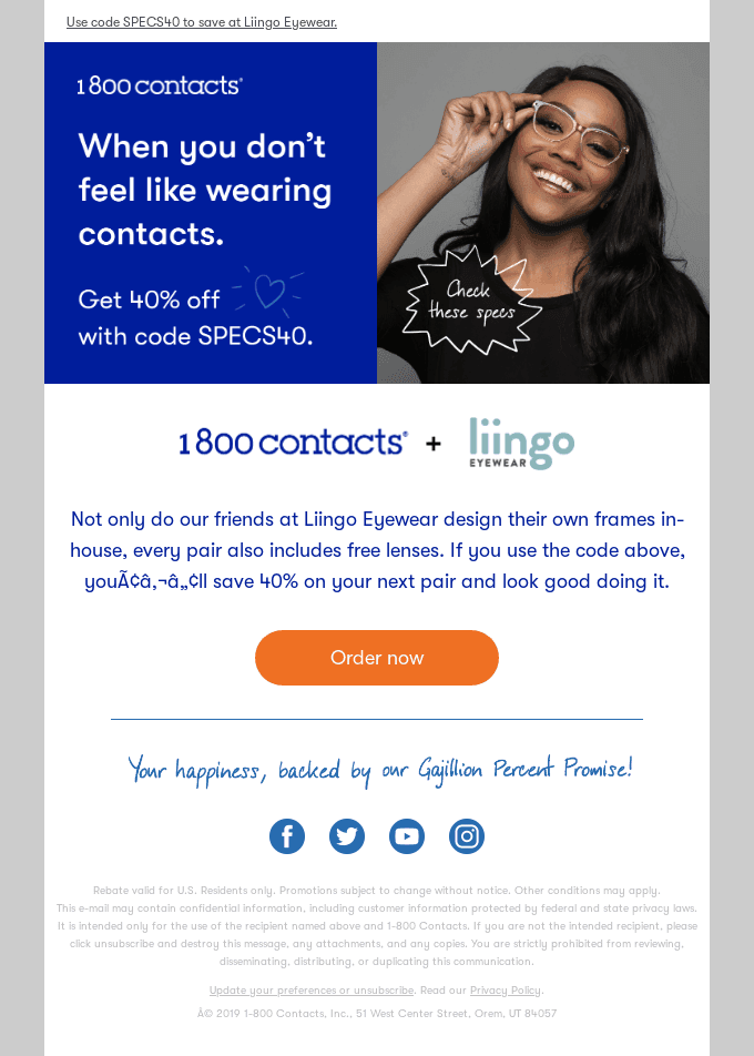 Don’t want contacts? Get 40% off glasses