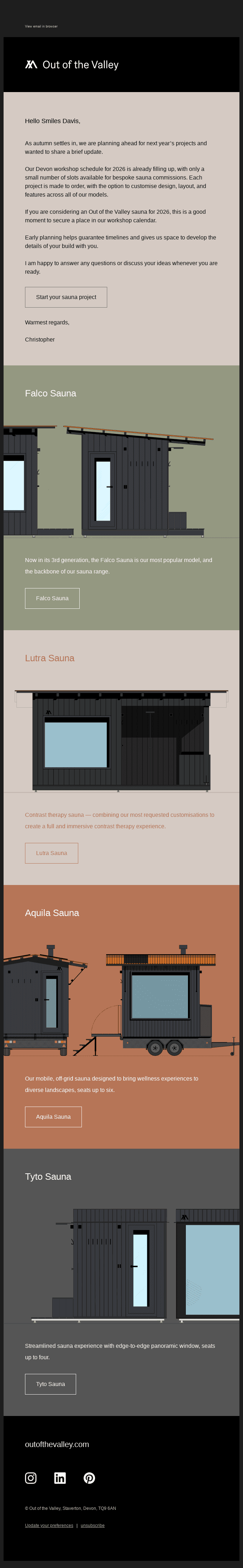 Early 2026 Sauna Workshop Schedule — Limited Availability