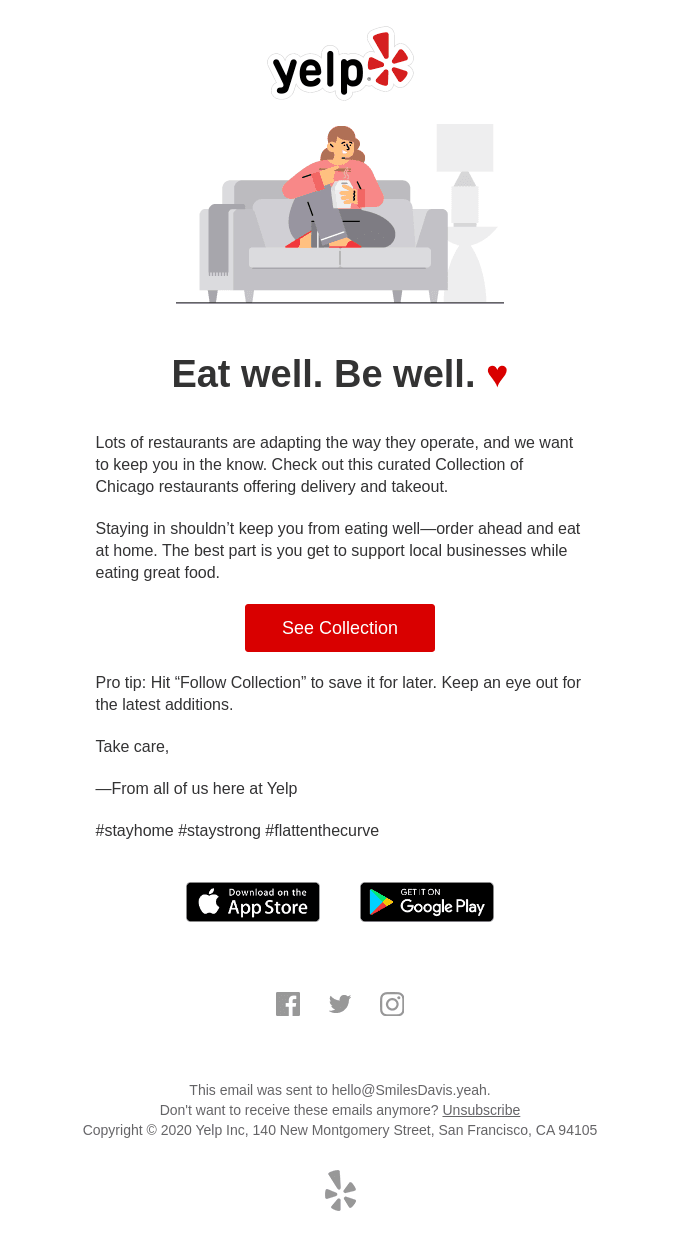 Eat well, be well, order in Smiles Davis 💕