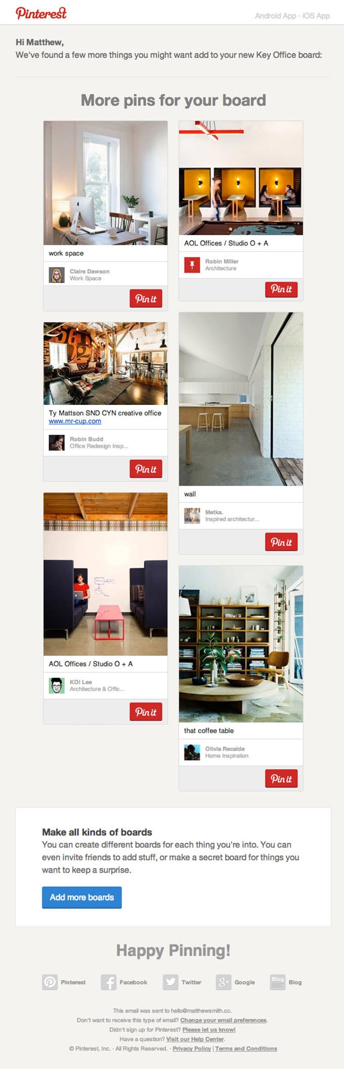 Email Newsletter Design from Pinterest