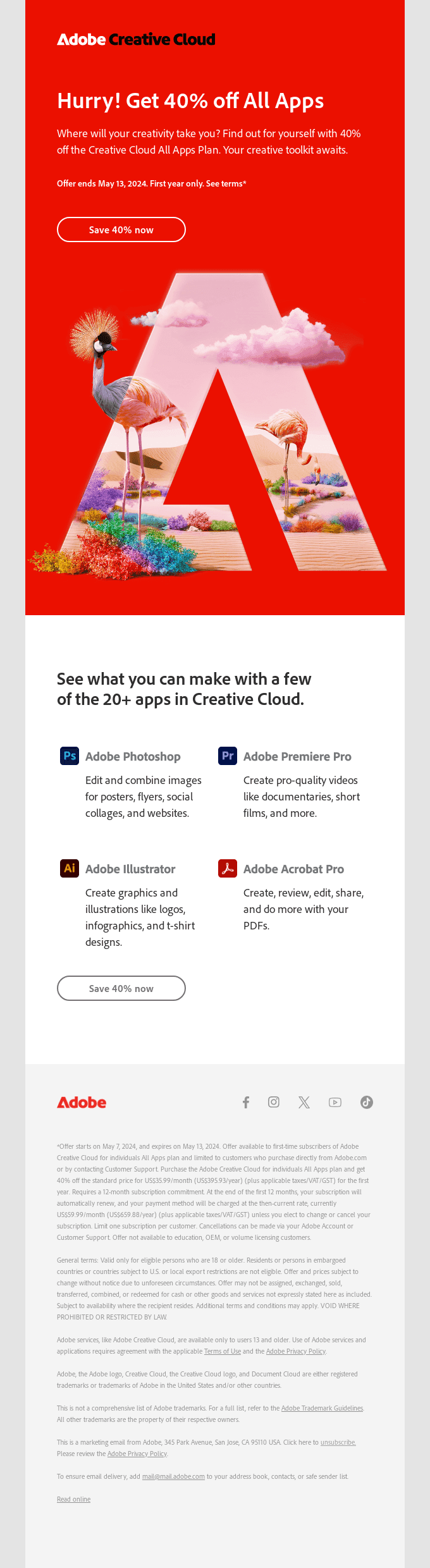 Ending Soon: Get 40% off Creative Cloud All Apps
