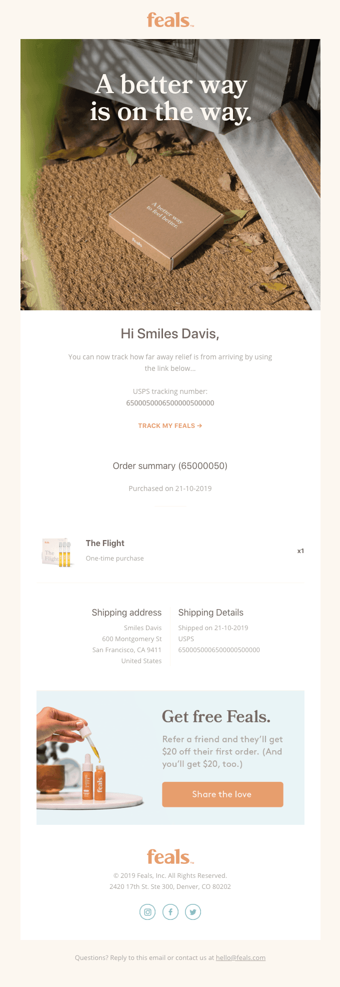 Feals Shipment Notification #65000050