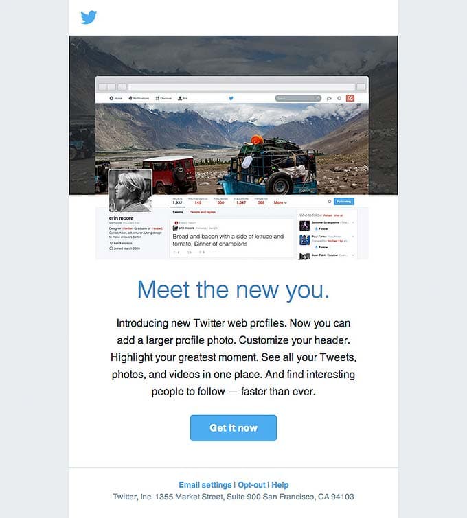 Feature Update Email from Twitter