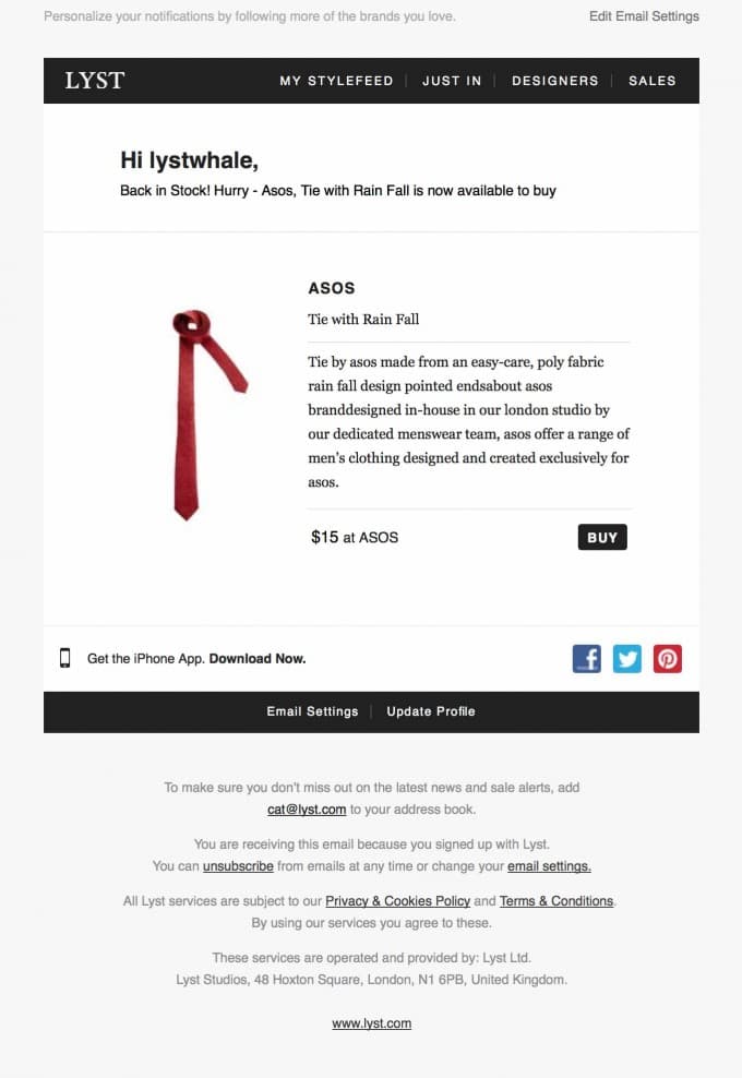 Featured Product Email Design from Lyst