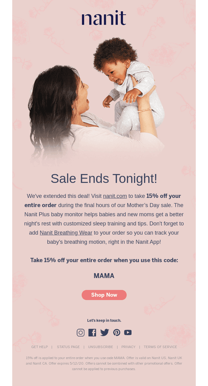 Final Hours: Save 15% on your entire order at Nanit!