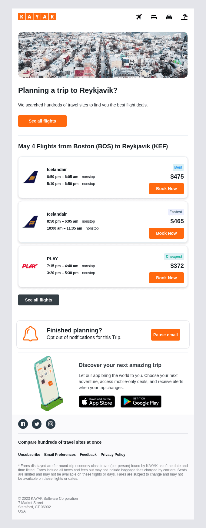 Future Flights from Boston to Reykjavik, starting at $372