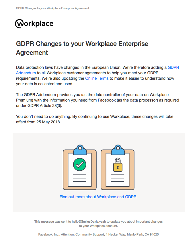 GDPR Changes to your Workplace Enterprise Agreement