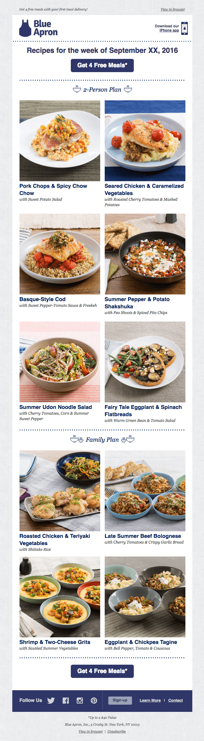 Get 4 free meals with your first meal delivery!