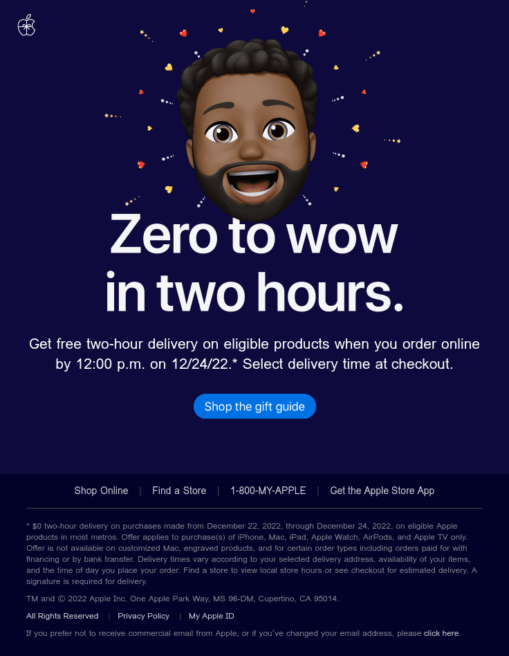 Get free two-hour delivery on last-minute gifts.