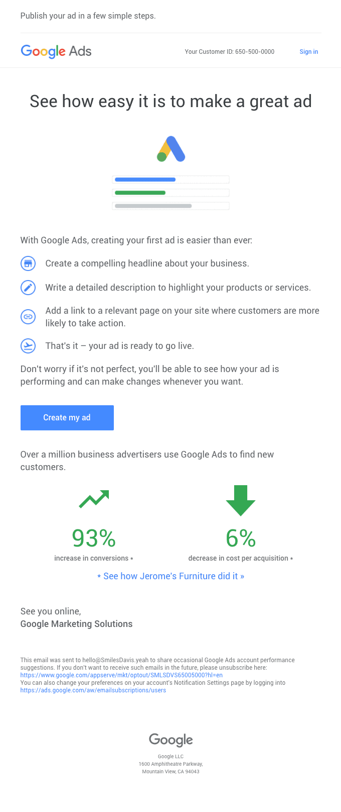 Get help creating your first ad