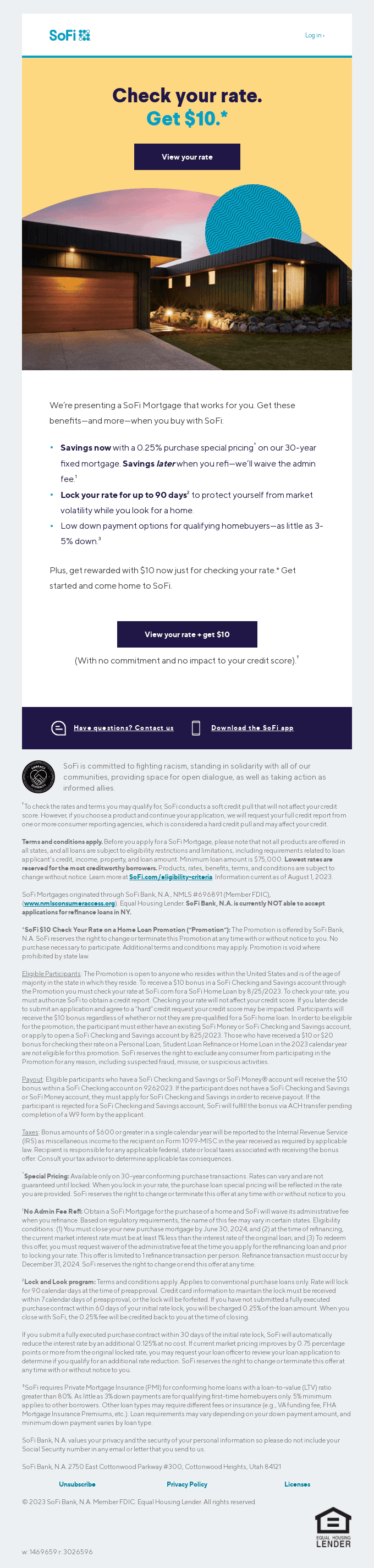 Get your $10 for viewing your SoFi Mortgage rate.