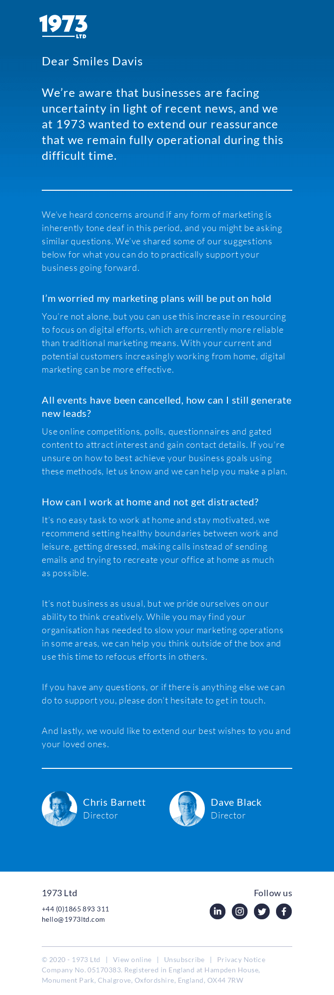 Helping your business through uncertain times