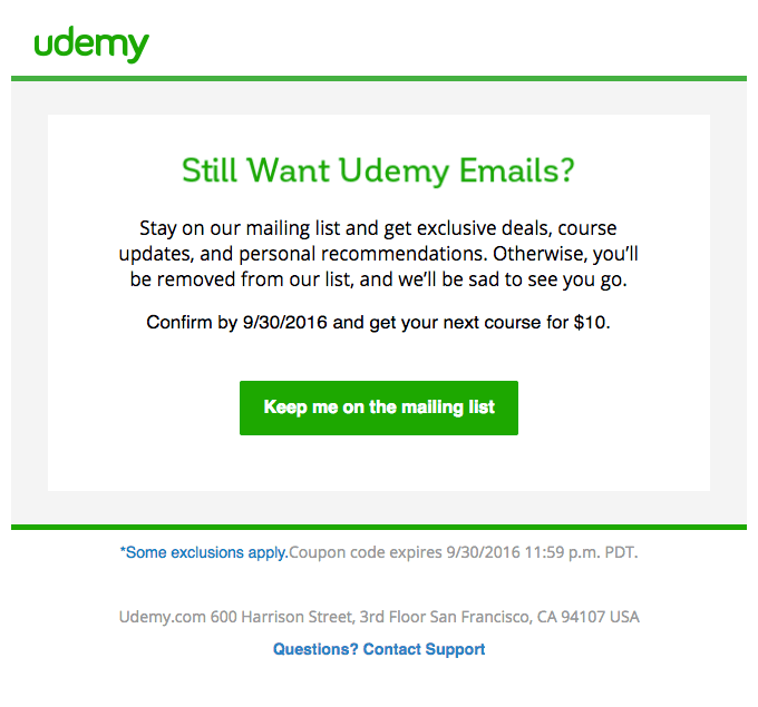 Hey Really Good Emails, take action to let us know if you still want to get emails from us