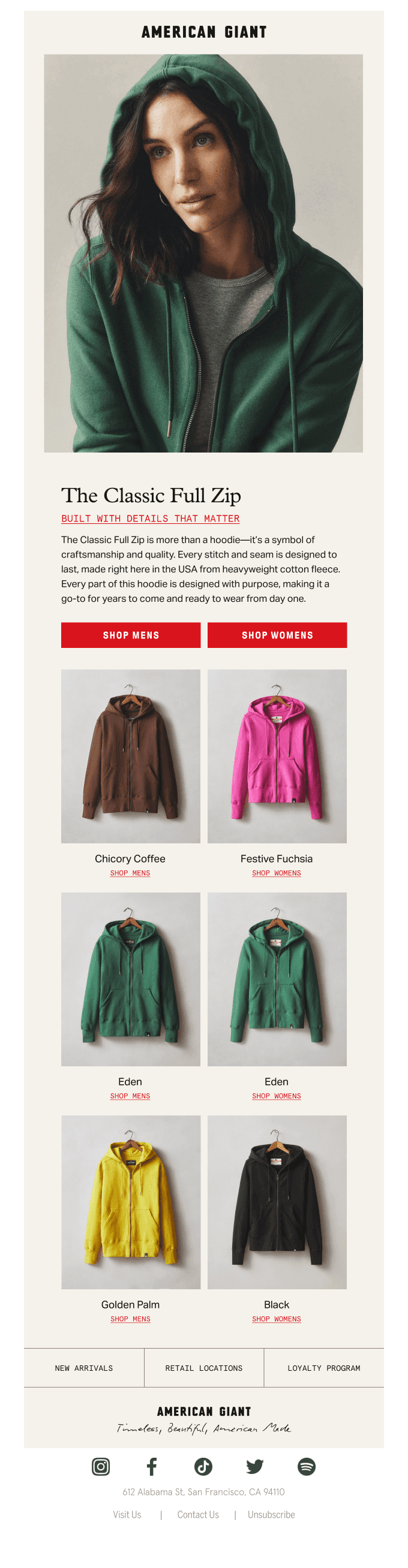 Holiday Colors now in the Classic Full Zip