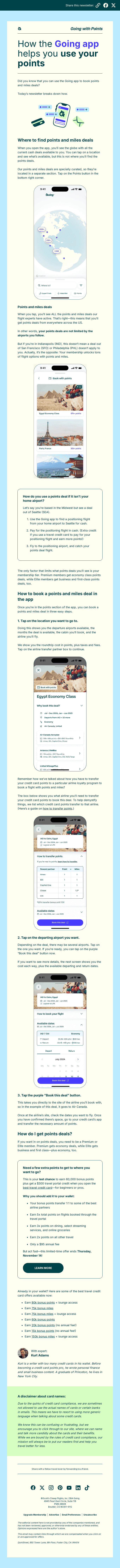 How the Going app helps you use your points