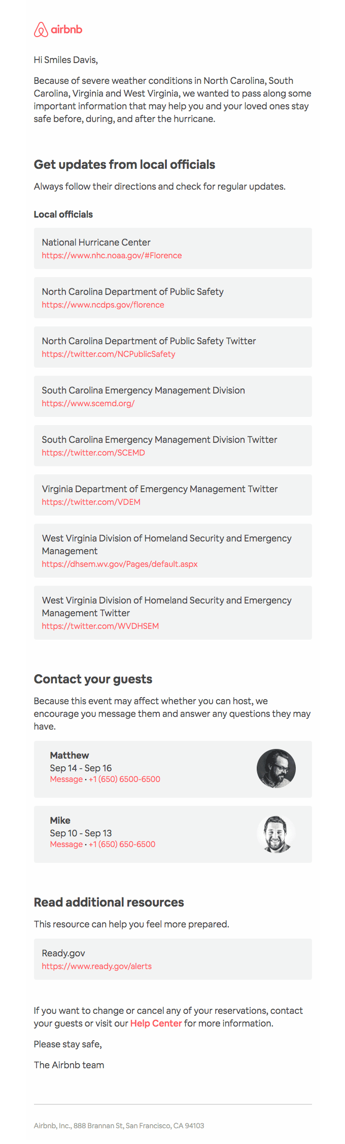 Important safety update for North Carolina, South Carolina, Virginia and West Virginia