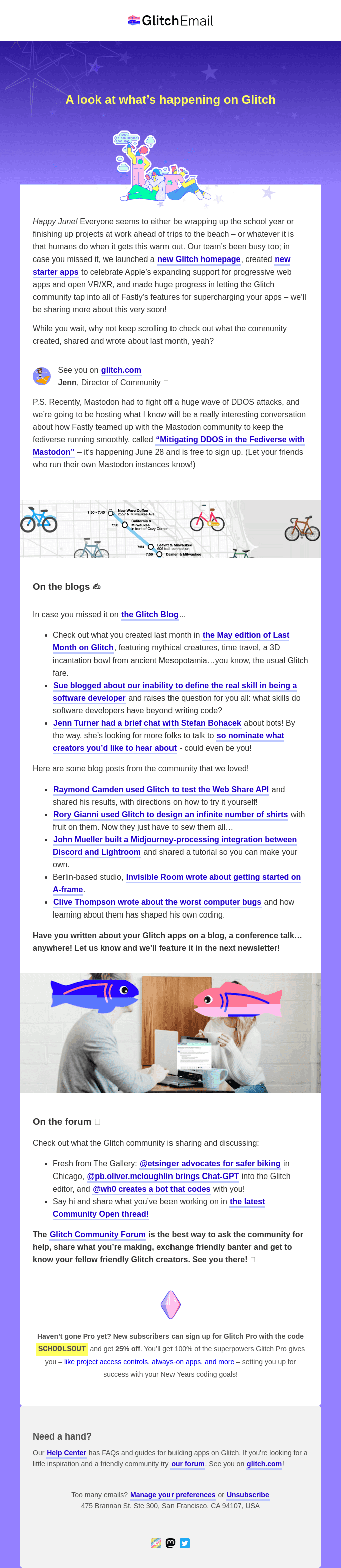 In this Glitch email: starters for Apple-supported web apps, Mastodon DDOS attacks, time travel, and more!