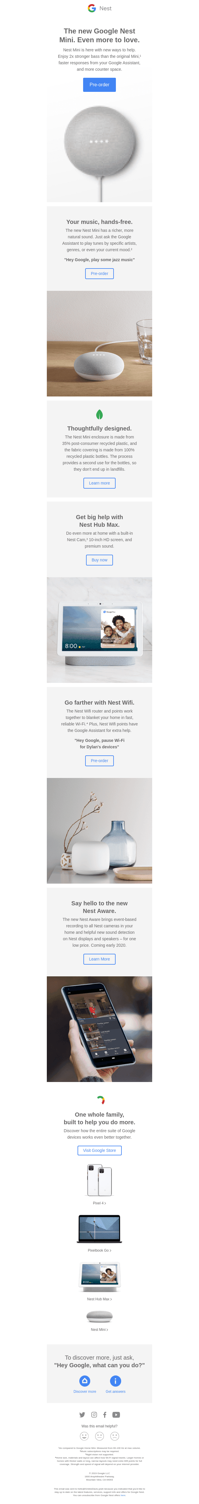 Introducing Nest Mini, Nest Wifi, and Nest Hub Max