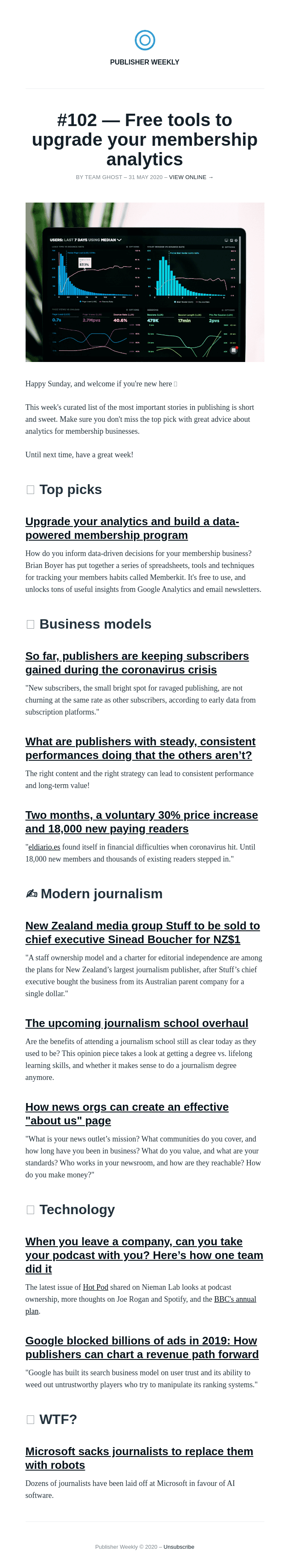 Issue #102 – How to upgrade your membership analytics