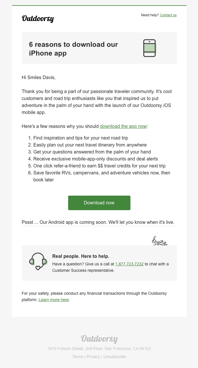 Just for you: Download the Outdoorsy renter app