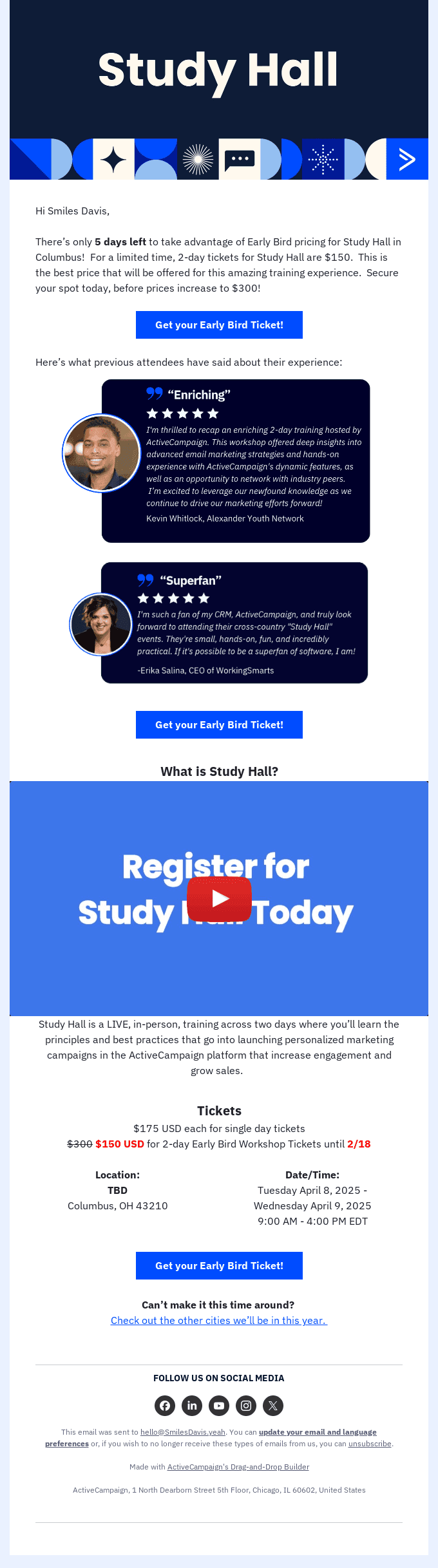 Last chance for Early Bird pricing for Study Hall in Columbus
